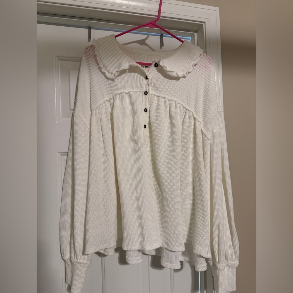 We The Free Cream Textured Top